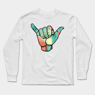 Brick and Teal Tie Dye Shaka Long Sleeve T-Shirt